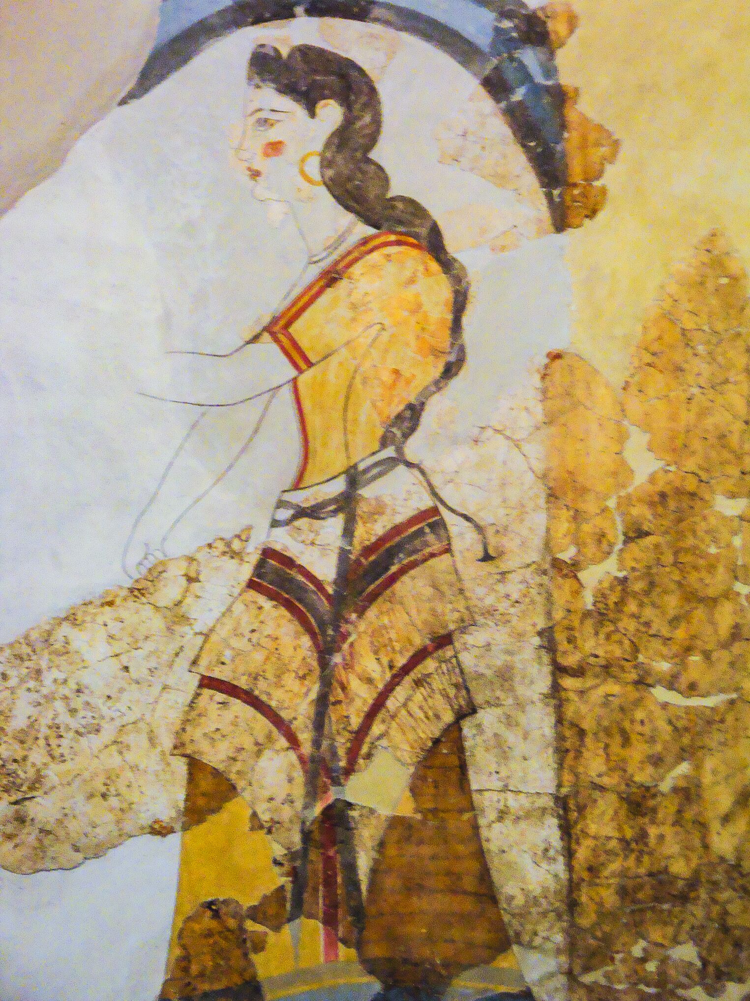 Fresque sur le site d’Akrotiri, à Santorin Grèce